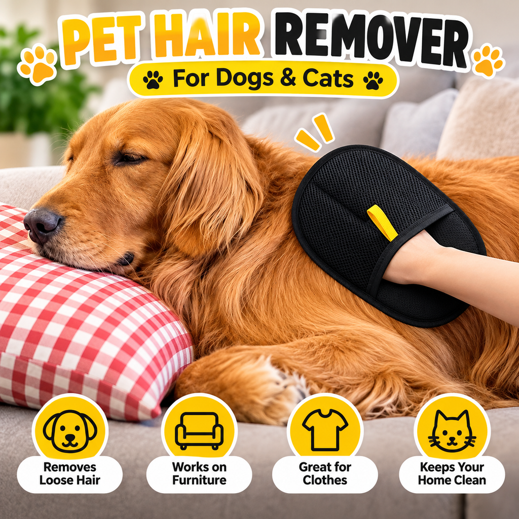 Reusable Pet Hair Remover Glove for Dogs & Cats
