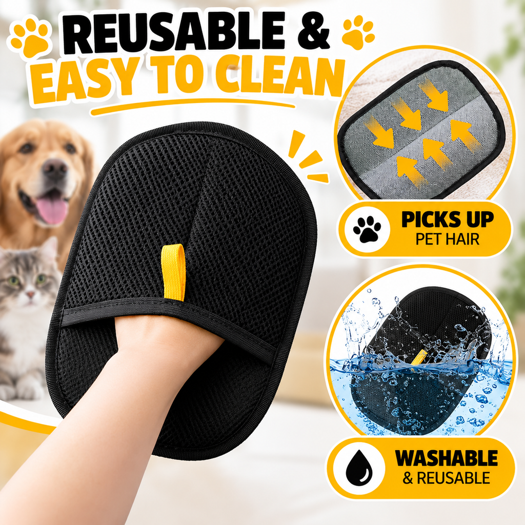 Reusable Pet Hair Remover Glove for Dogs & Cats